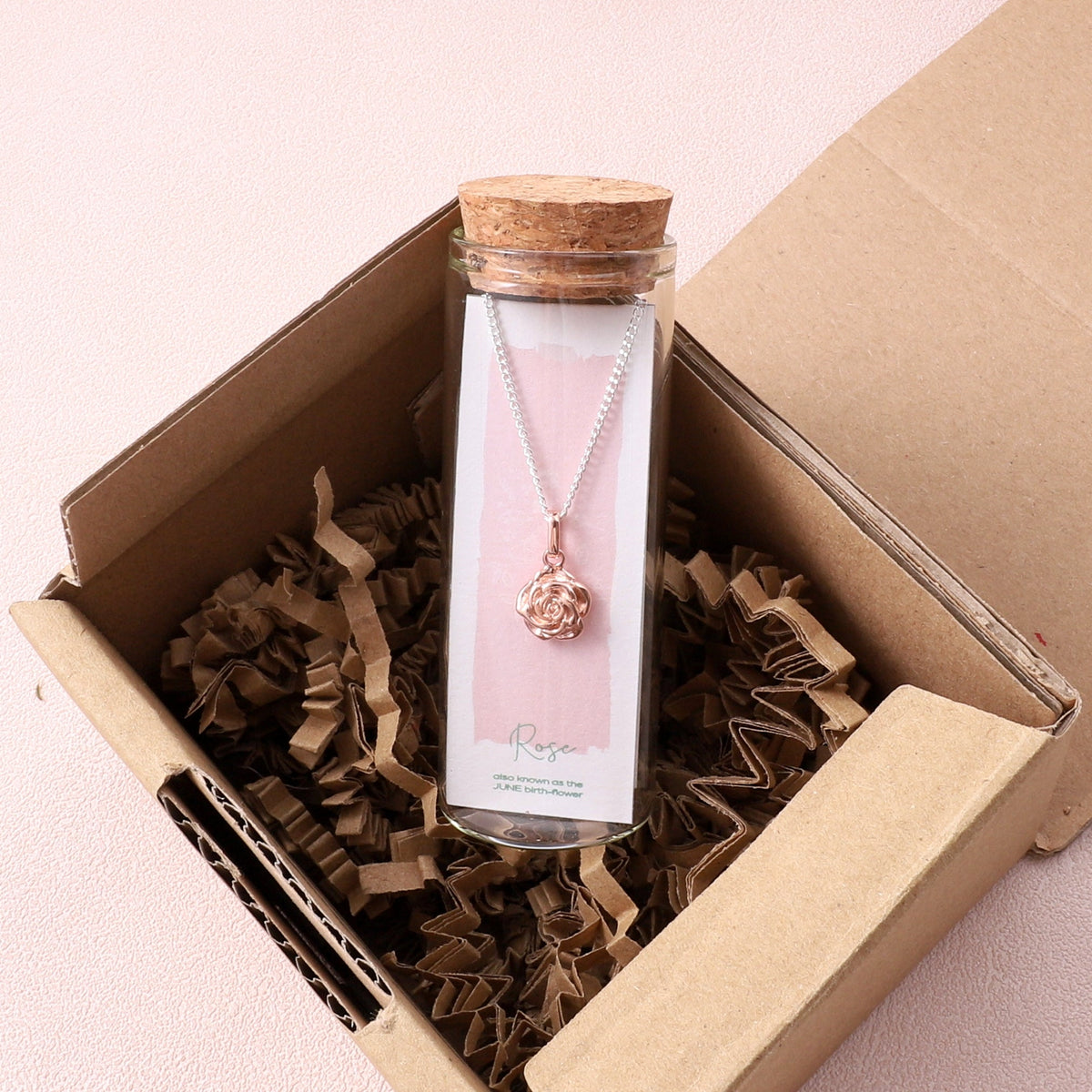 Rose, June Birth Flower Necklace