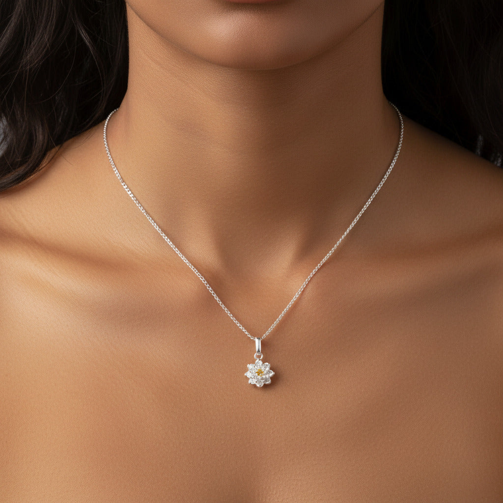Waterlily, July Birth Flower Necklace