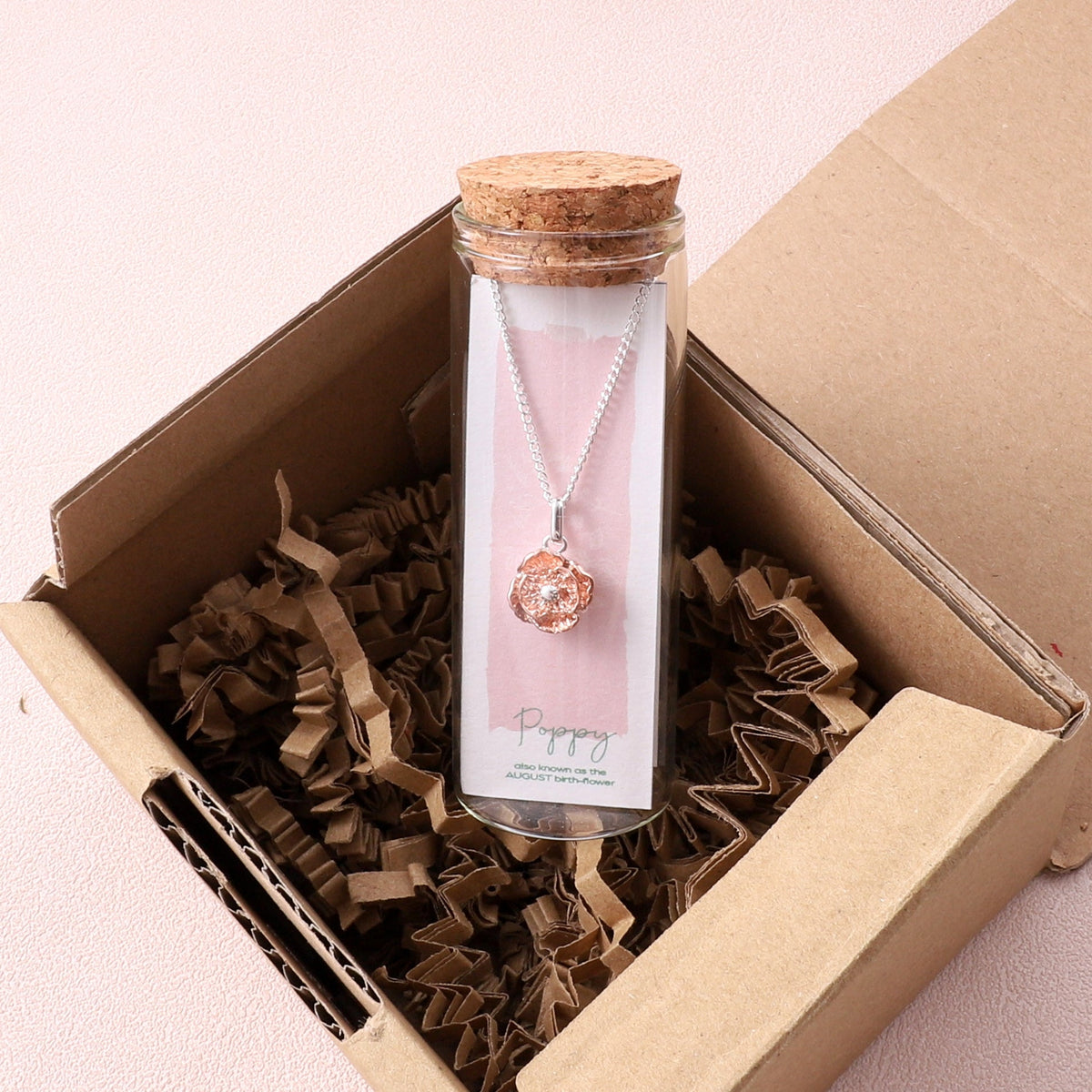 Poppy, August Birth Flower Necklace