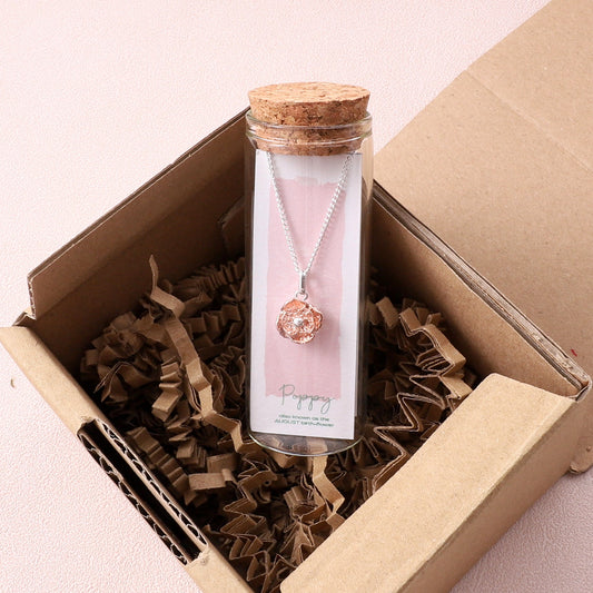 Poppy, August Birth Flower Necklace
