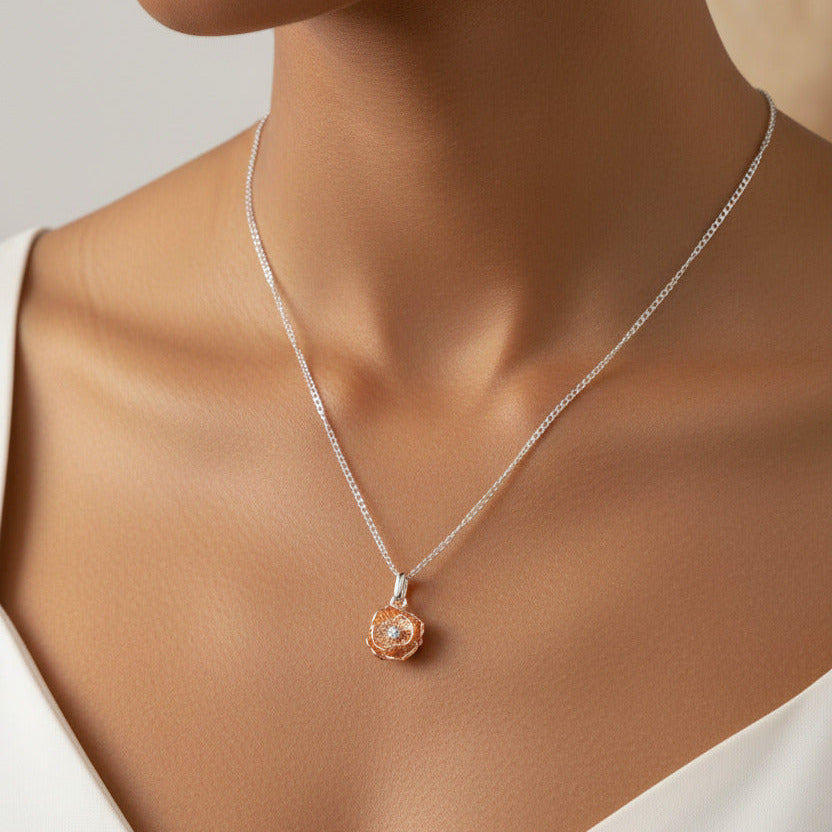 Poppy, August Birth Flower Necklace