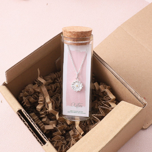 Aster, September Birth Flower Necklace