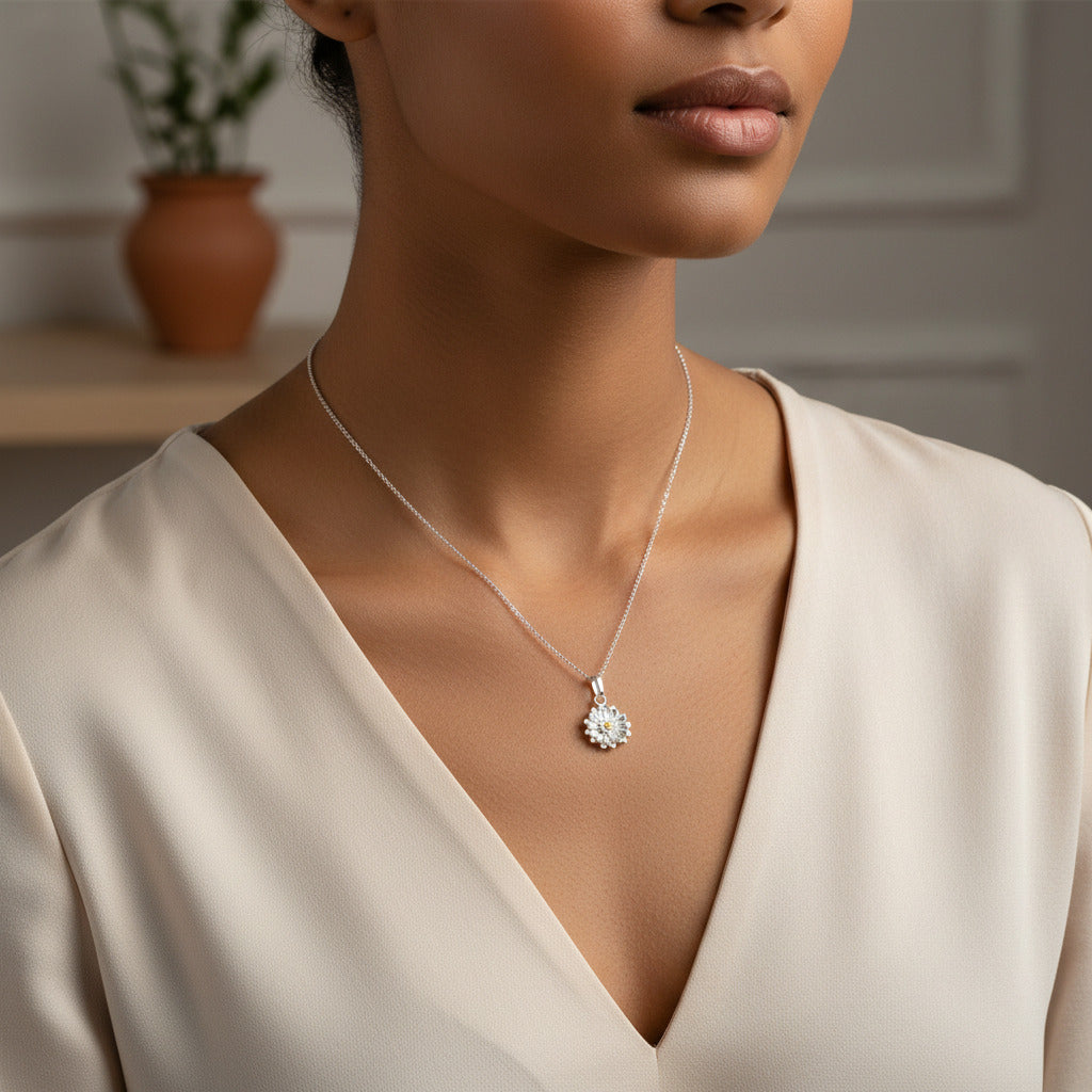 Aster, September Birth Flower Necklace