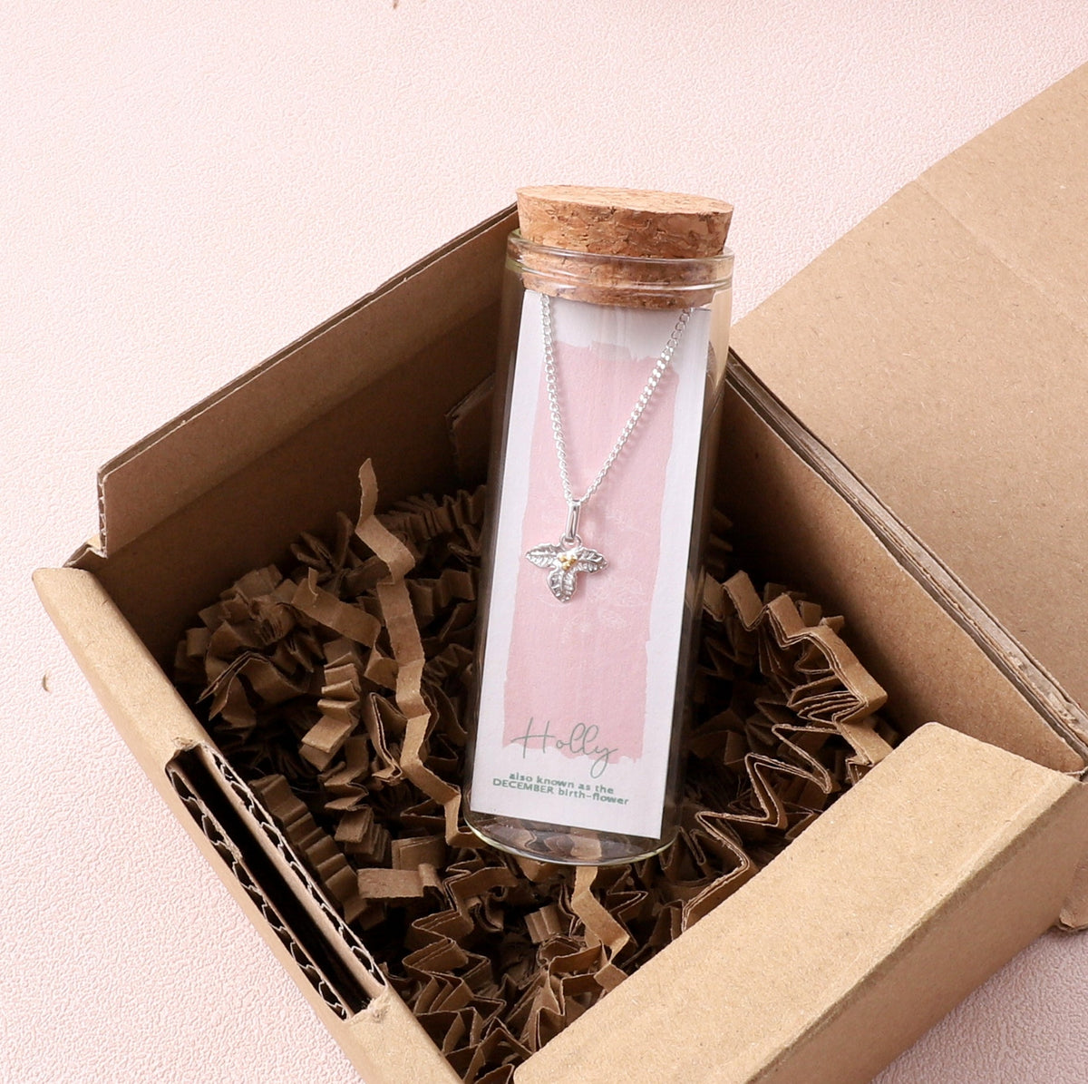 Holly, December Birth Flower Necklace