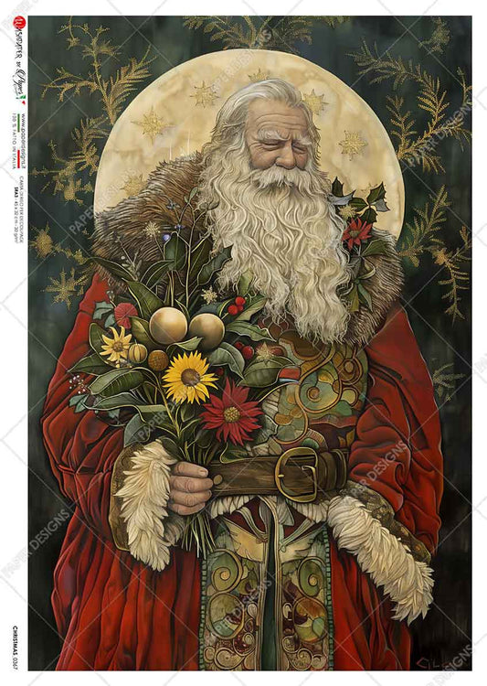 Paper Designs : St Nicholas with Flowers I Rice Paper A4