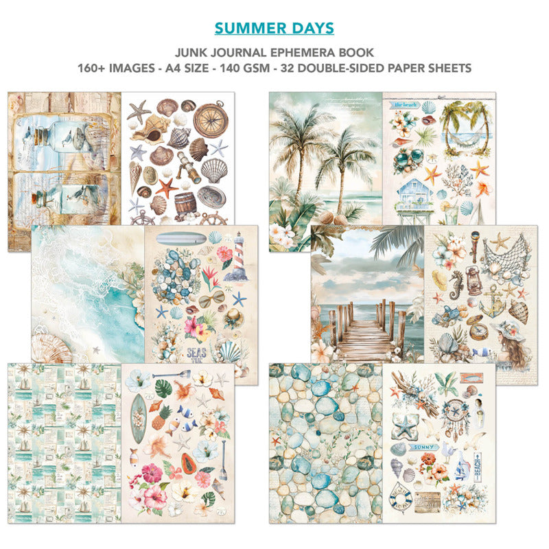 A4 Junk Journal & Ephemera Book, Summer Days (32 Pages)