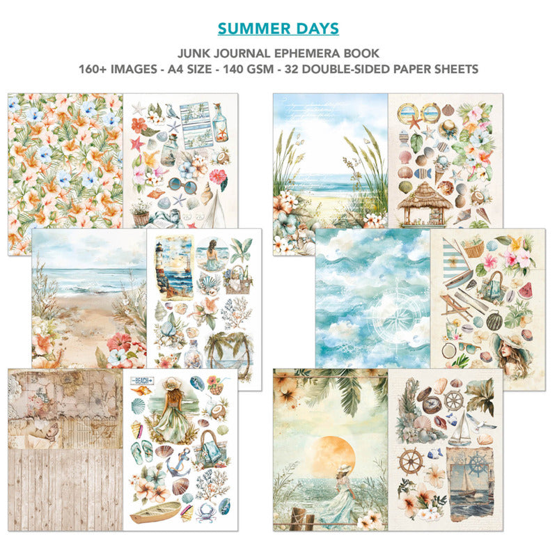 A4 Junk Journal & Ephemera Book, Summer Days (32 Pages)