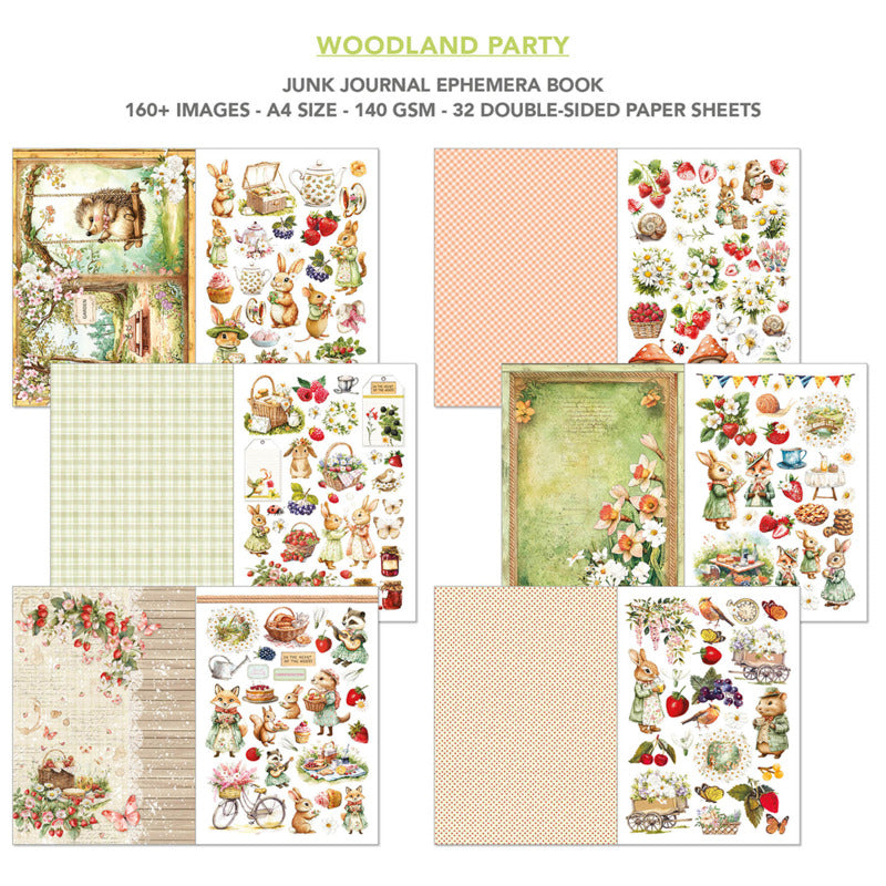4 Junk Journal & Ephemera Book, Woodland Party (32 Pages)