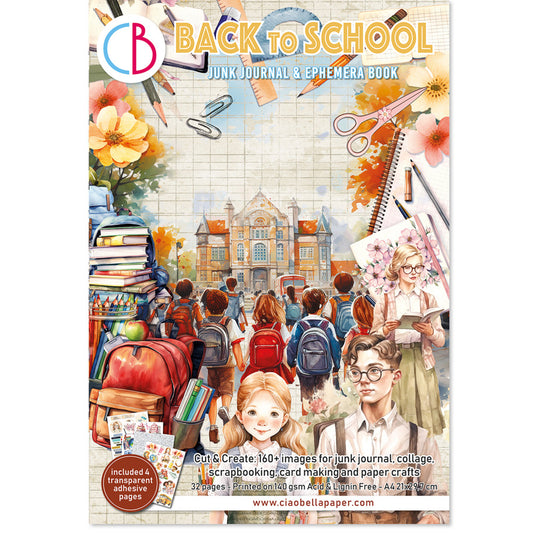 A4 Junk Journal & Ephemera Book, Back to School (32 Pages)