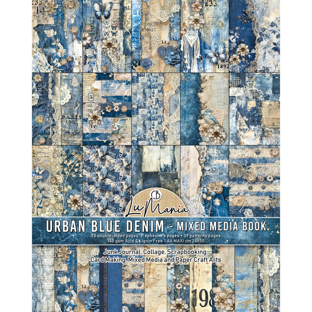 LuMania A4 Mixed Media Book, Urban Blue Denim
