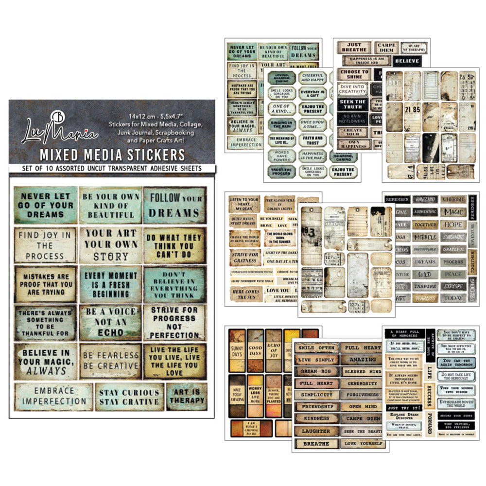 Ciao Bella - LuMania Mixed Media Stickers - Kind Thoughts 10 sheets