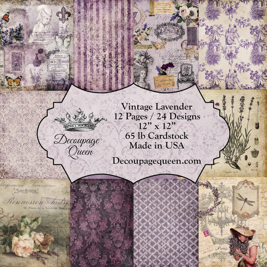 Decoupage Queen : Vintage Lavender Scrapbook Set