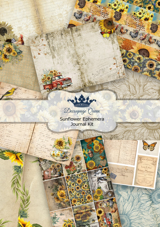 Decoupage Queen - Sunflower Ephemera Journal Pack