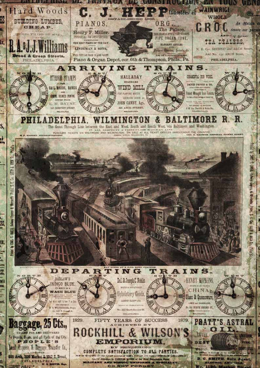 DecoupageQueen A4 Arriving Trains