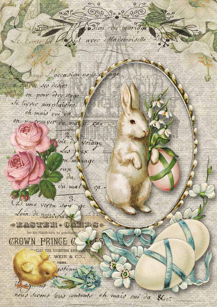 Decoupage Queen - Nancy's Spring Bunny A4 Rice Paper