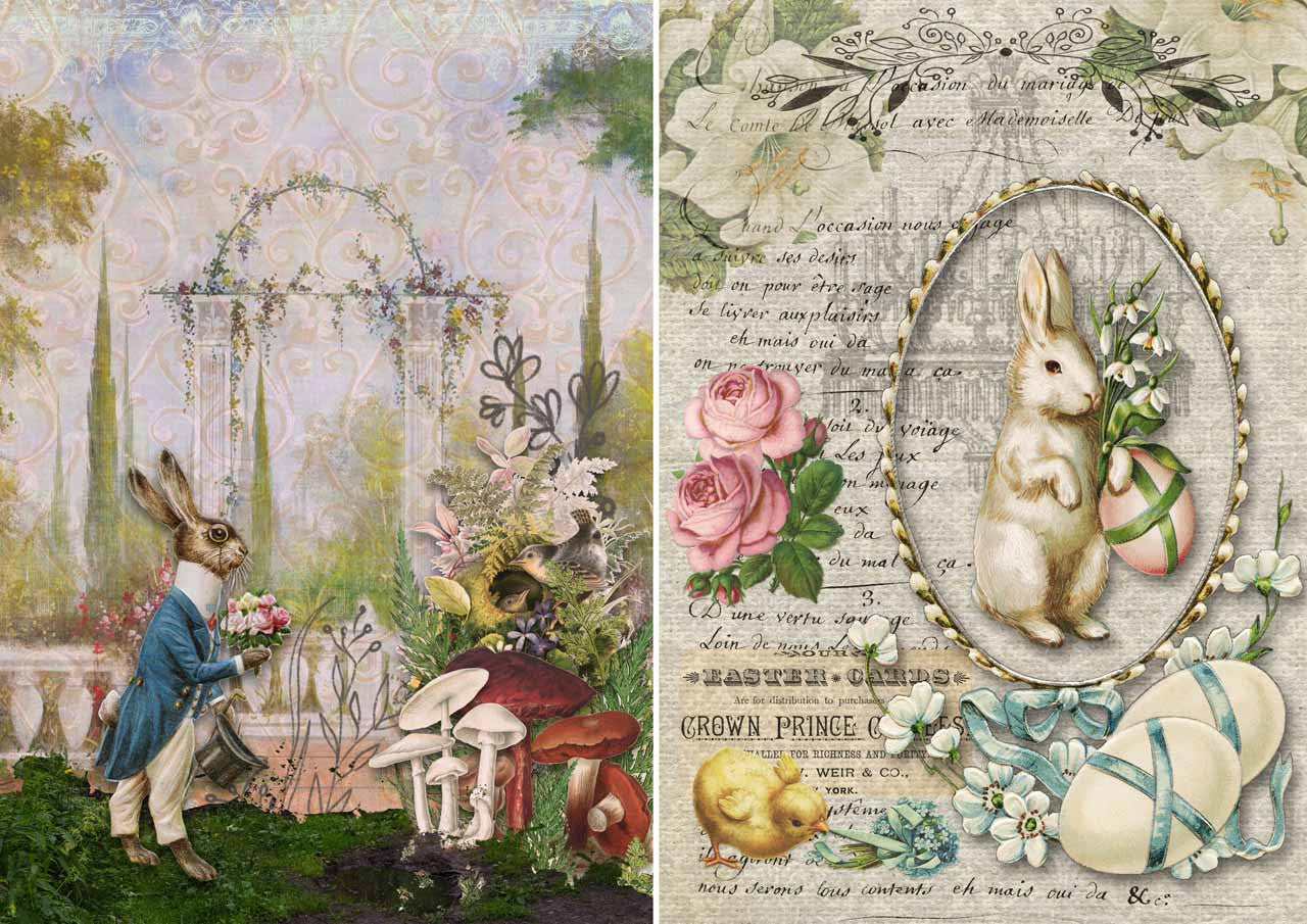 Decoupage Queen - 2 Bunnies A4 Rice Paper