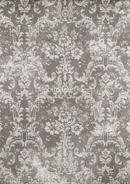Decoupage Queen - Winter Damask A4 Rice Paper