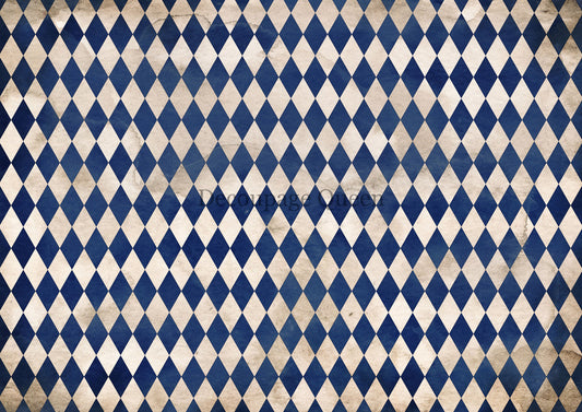 Decoupage Queen Navy Blue Harlequin Rice Paper A4