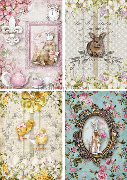Decoupage Queen - Easter Creatures 4 Pack A4 Rice Paper
