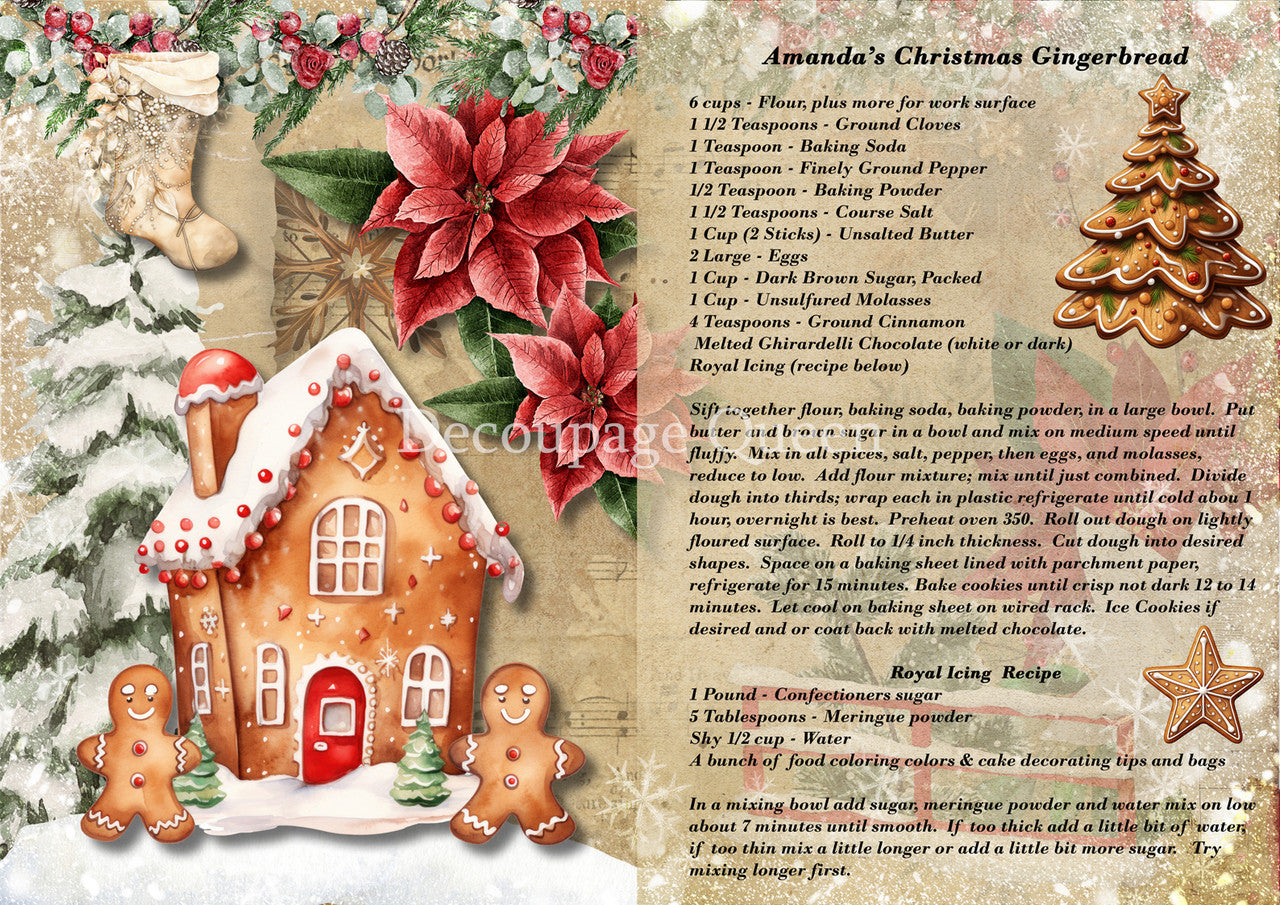 Decoupage Queen : Amanda's Gingerbread Recipe Rice Paper A4