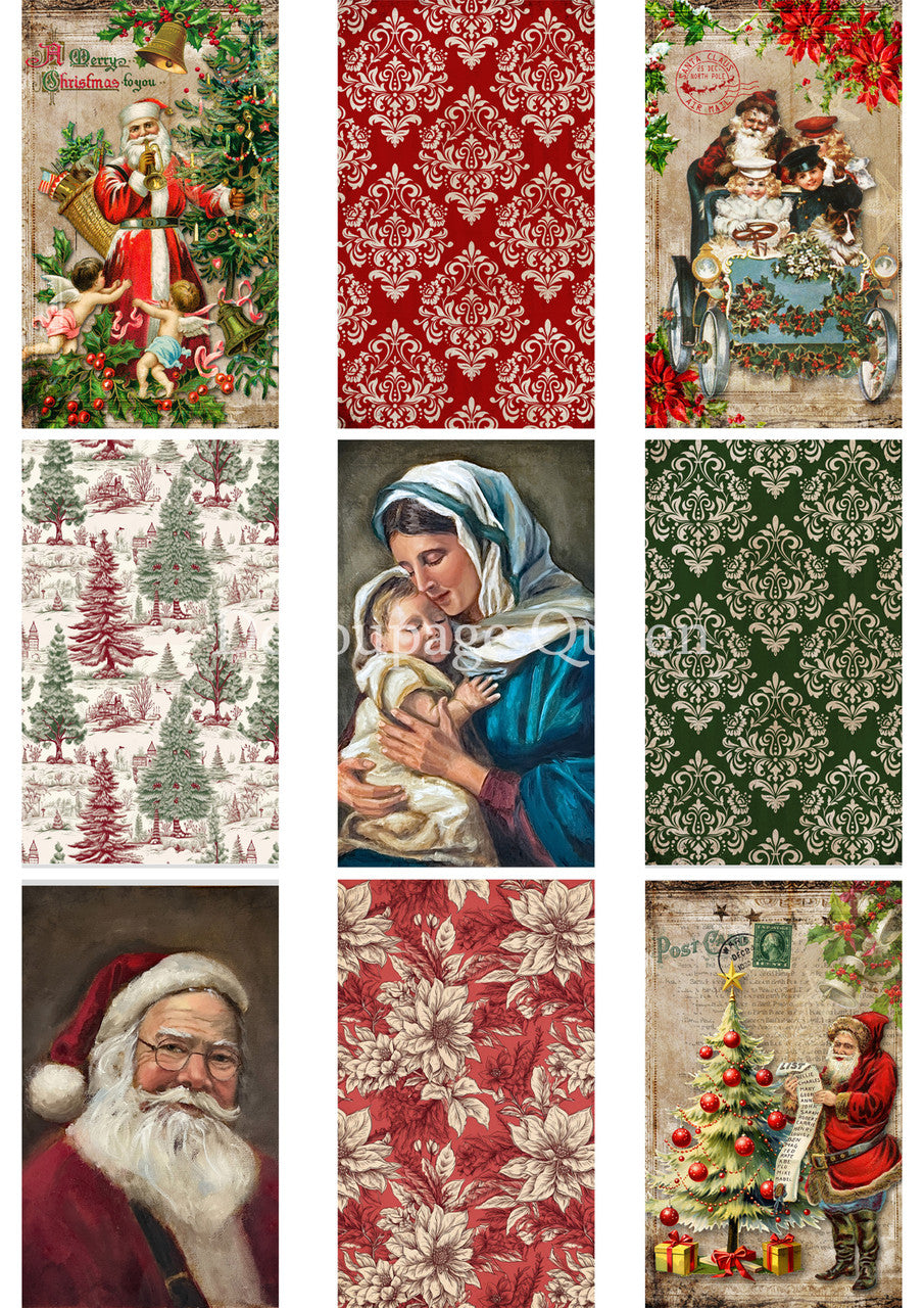 Decoupage Queen : Christmas 9 Pack Rice Paper A4