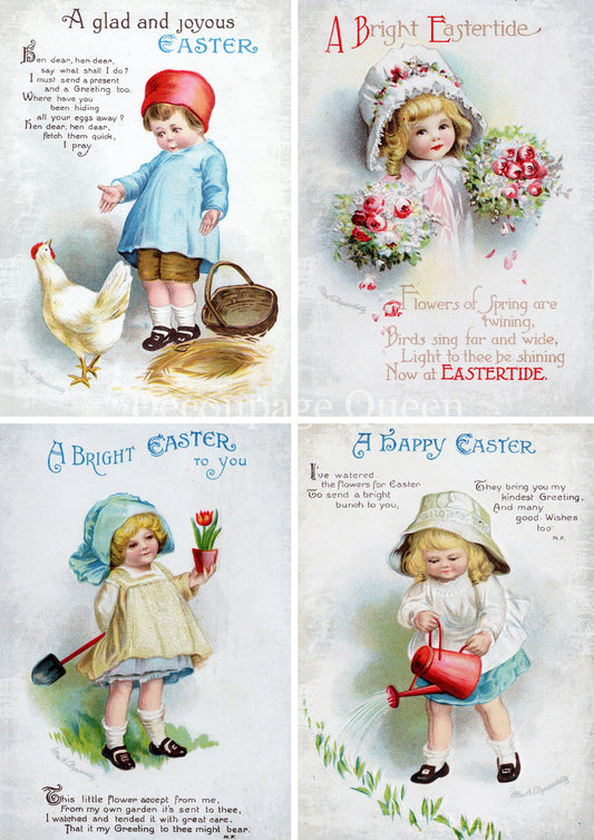 Decoupage Queen A4 Vintage Eastertide 4 Pack