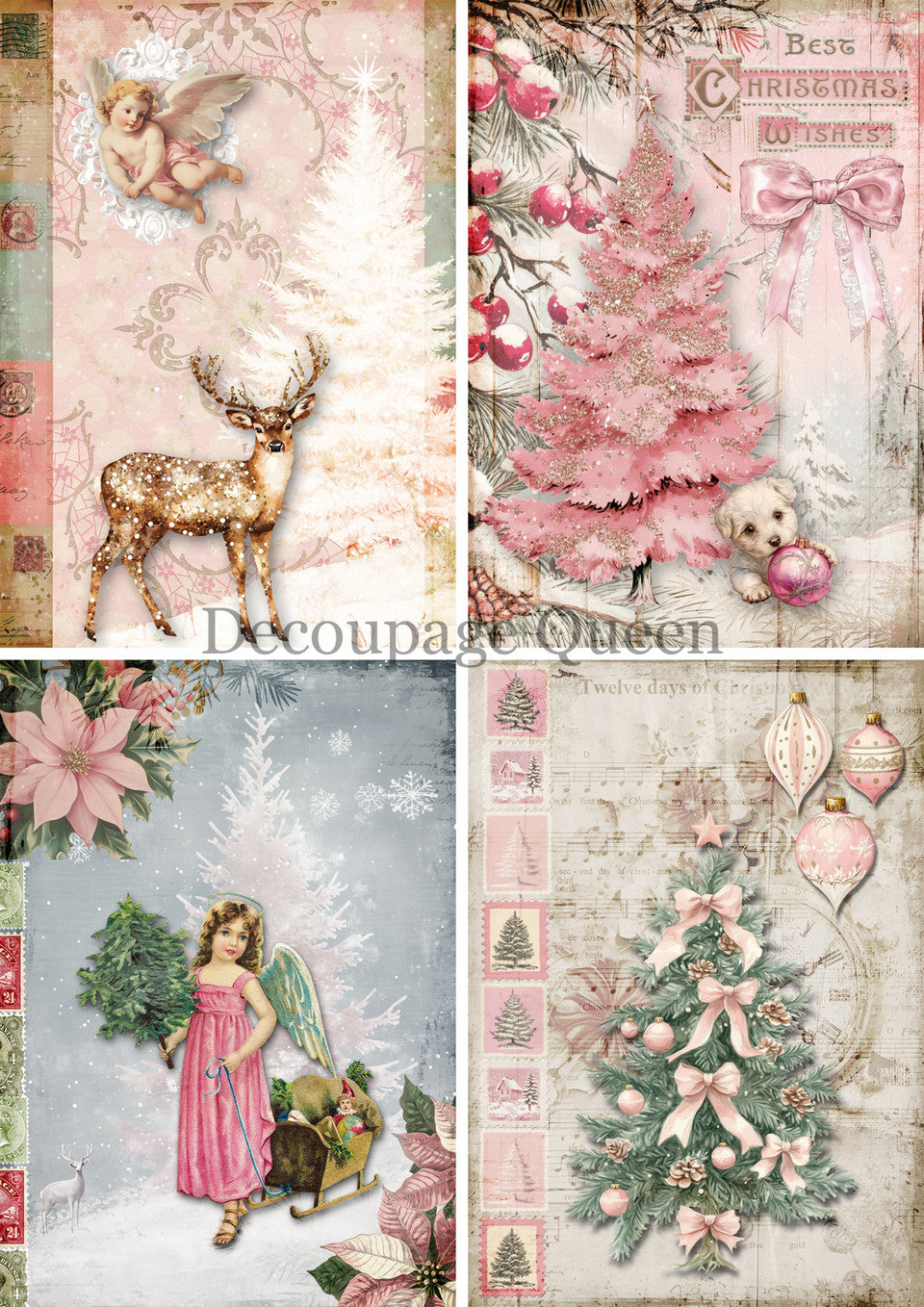 Decoupage Queen - Summer 2025 Pink Christmas in July - Pink Winter Four Pack A4 & A3