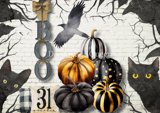 Decoupage Queen - Black and White Pumpkins Rice Paper A4, A3