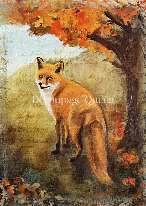Decoupage Queen - Teresa Rene Art Painted Fox Rice Paper A4, A3