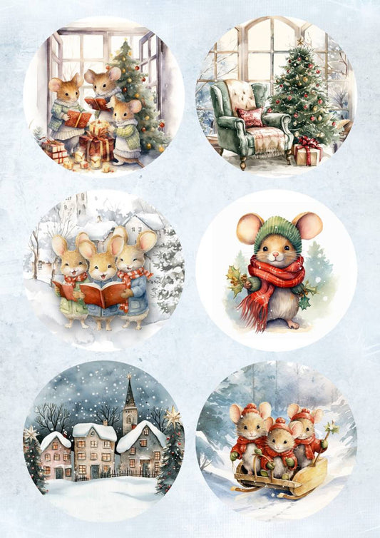 Decoupage Queen - Christmas Mice A4
