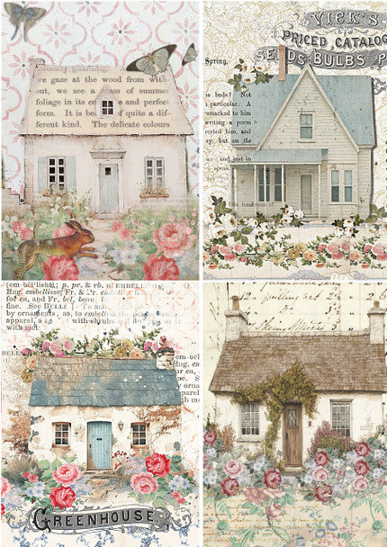 Decoupage Queen - Ellen J Goods - Cottage Collection Set of 4 A4&A3
