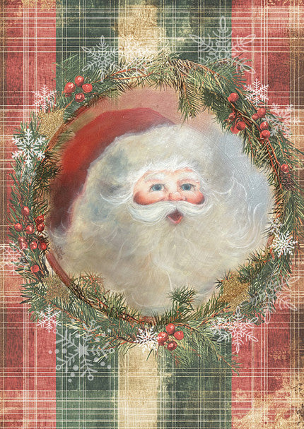 Decoupage Queen - Ellen J Goods, Santa Wreath A4 Rice Paper
