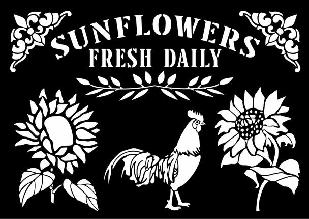 Decoupage Queen Fresh Sunflowers Stencil A4