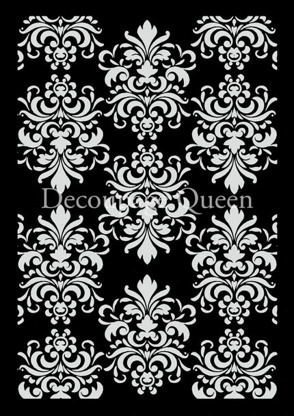 Decoupage Queen Spring Damask Stencil A4
