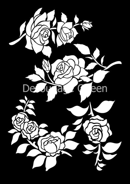 Decoupage Queen Dainty and the Queen Rose Garden Stencil A4