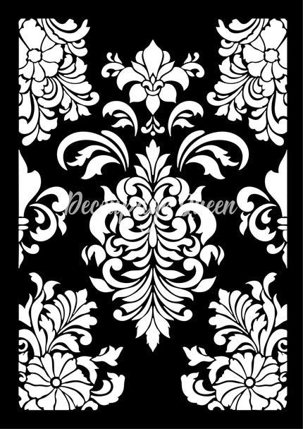 Decoupage Queen Dainty and the Queen Baroque Rug Stencil A4
