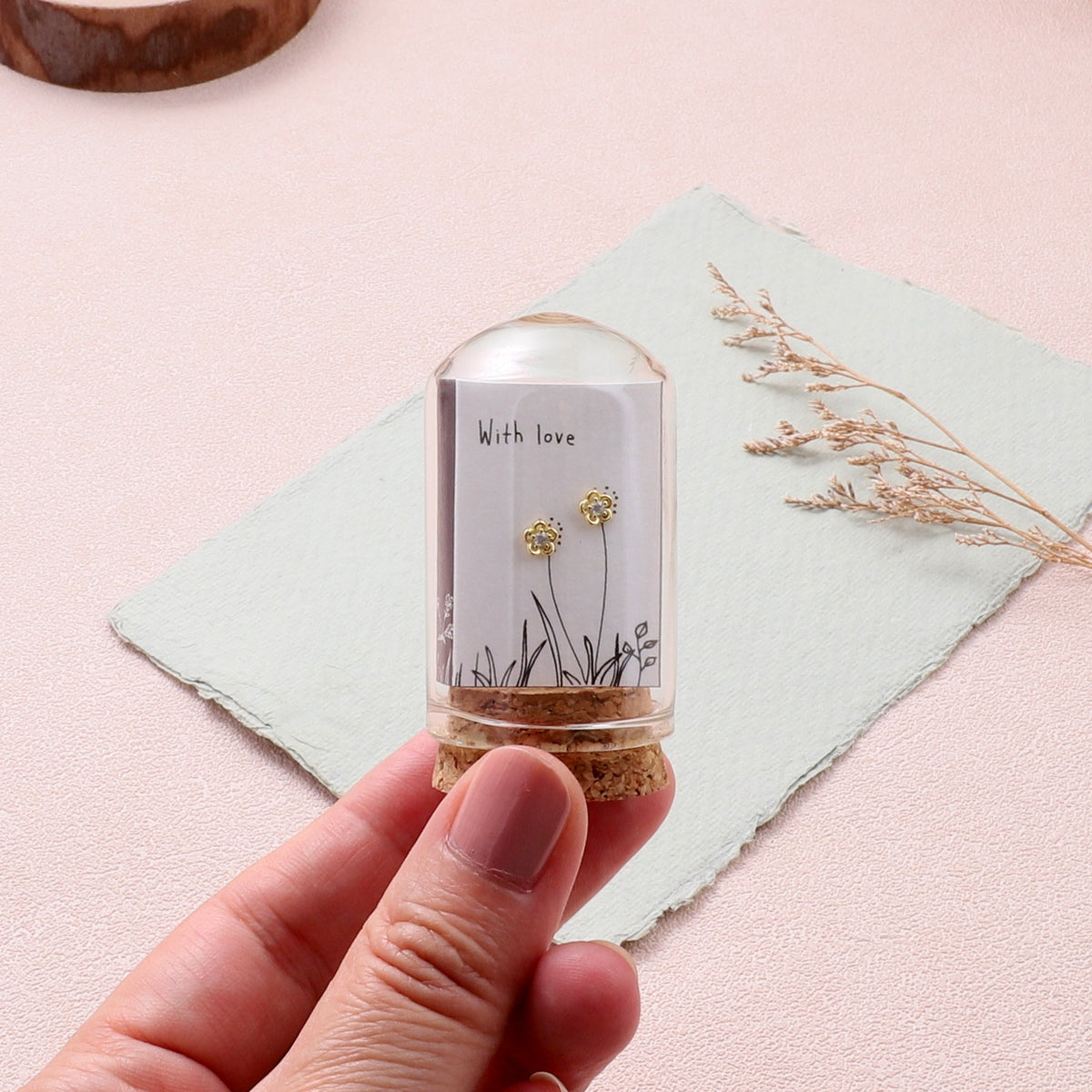 With Love Flower Crystal Earrings Gold