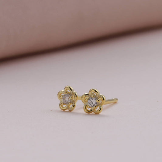 With Love Flower Crystal Earrings Gold