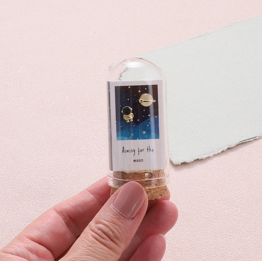 Aiming For The Moon Astronaut Planet Earring Gold