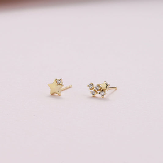 Shine Bright Asymmetrical Star Cluster Earring Gold