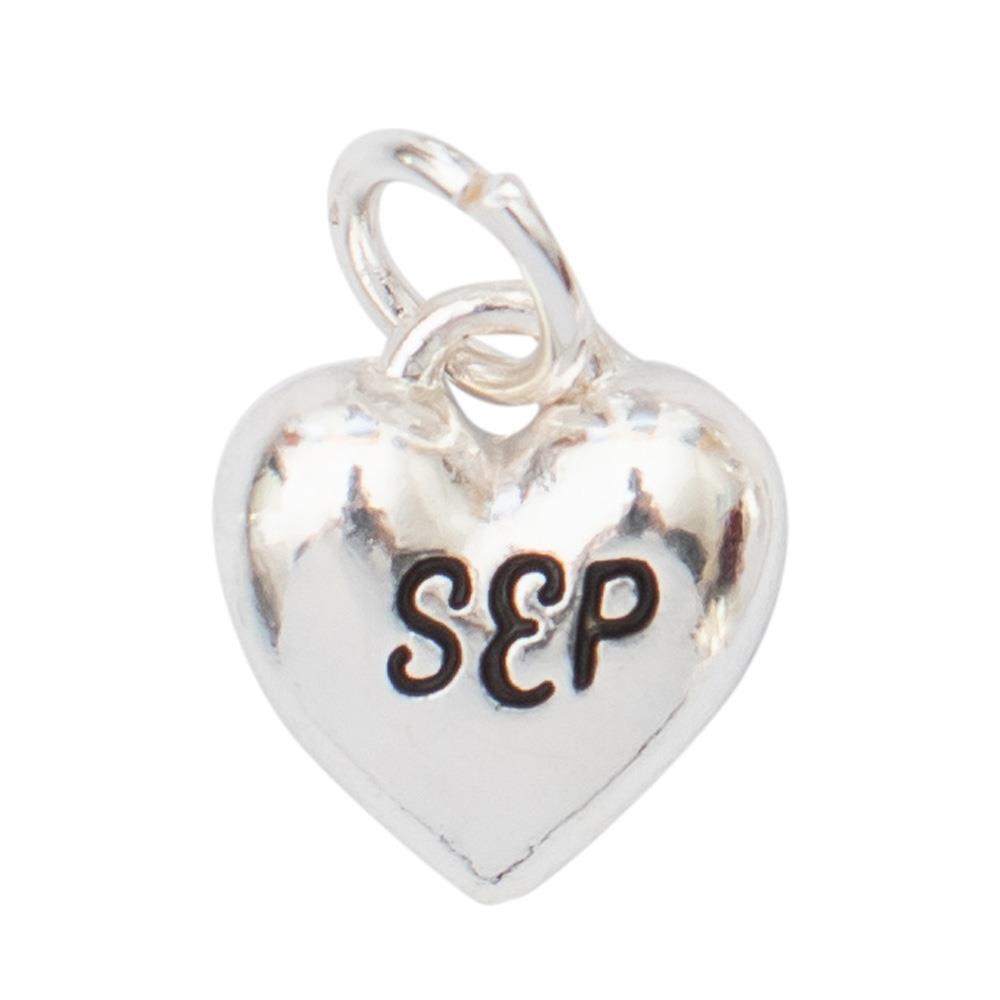 Birth Month Engraved Silver Heart Charm