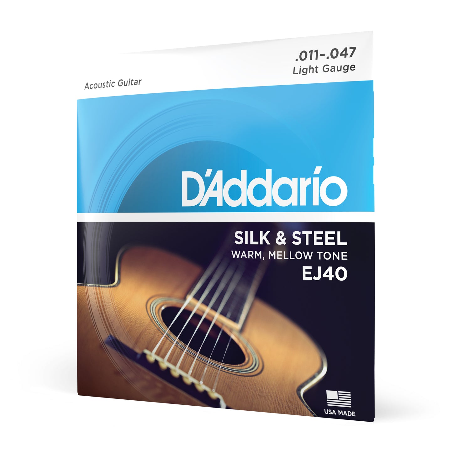 D'addario silk and steel light gauge .011-.047 acoustic guitar strings EJ40