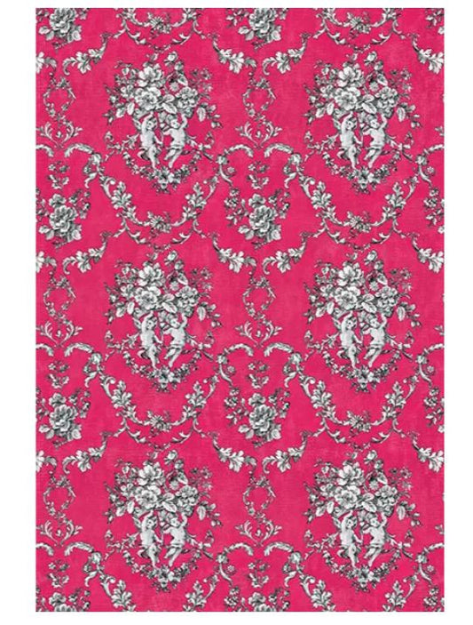 Calambour - Fuschia and Black Ornament A3 Rice Paper