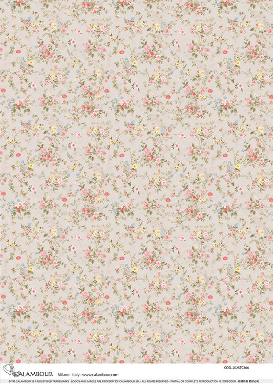 CAlambour A3 Spring Dusty Rose Florals Rice Paper