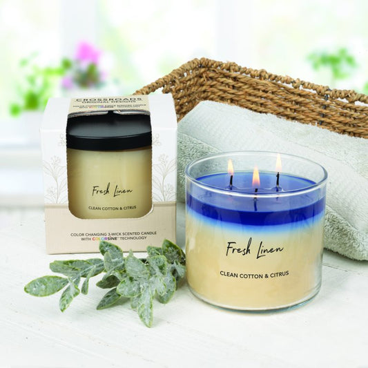 FRESH LINEN 3-WICK COLOR CHANGE CANDLE