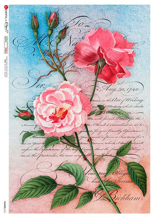 Paper Designs : Rose Letter Rice Paper A4