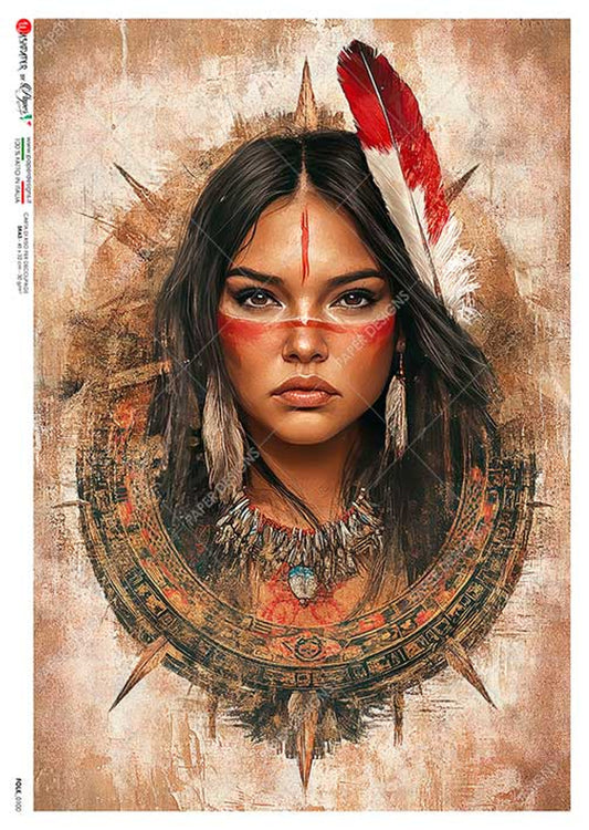 Paper Designs  Native American Woman Tribal A4 Rice Paper