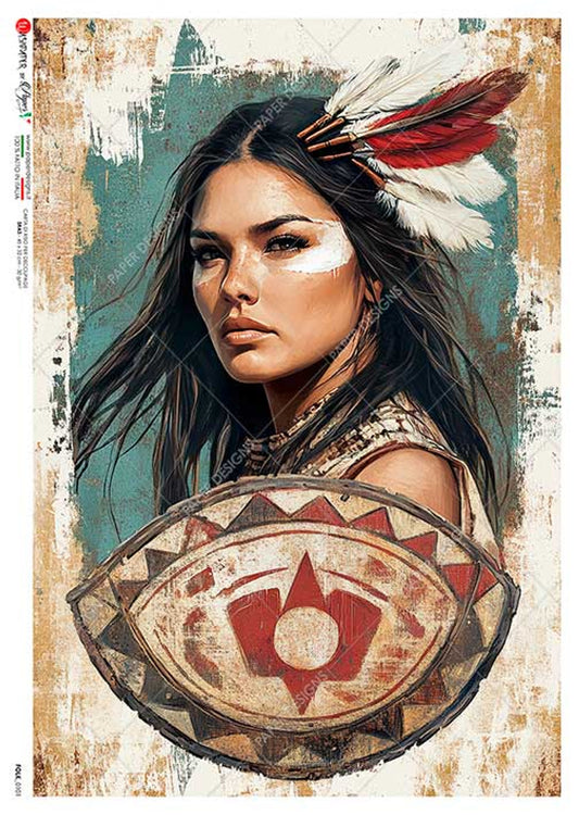 Paper Designs A4 folk_0101 Native American Woman Tribal II R
