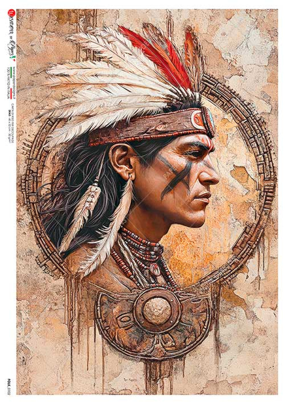 Paper Designs : Native American Warrior I Rice Paper A4