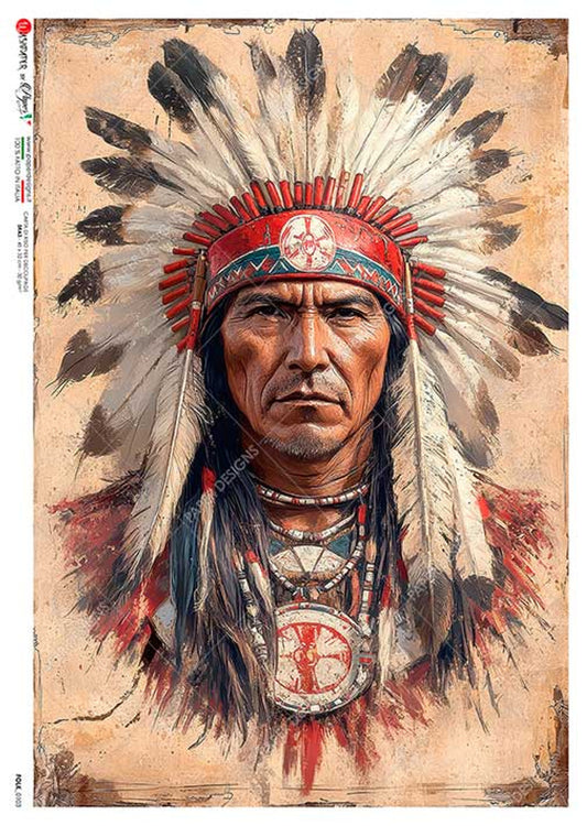 Paper Designs Rice Paper Native American Warrior II A4